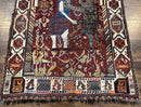 Antique Persian Shiraz Pictorial Rug 3.6 x 5, Persian Tribal Rug, Handmade, Lions, Highly Unique Collectible Small Persian Carpet, Maroon, Wool