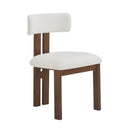 Mid-Century Modern 7-Piece Dining Set with Upholstered Armless Dining Chairs and Natural Wood Table
