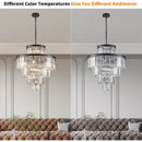 Black Luxury Crystal Chandelier Modern Chandeliers Lights Fixture Hanging Pendant Light Fixture for Dining Room Bedroom Living Room Dia 23.6 Inch-Black