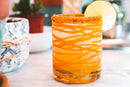 Mexican Handblown Glasses - Orange Swirl Set of 4