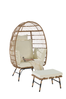 Wicker Egg Chair,Rattan Egg Chair Indoor Outdoor,Oversized Large Egg Chairs 600lbs with Ottoman and Thick Cushions for Porch, Backyard, Balcony