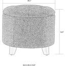 Gray Fabric Round Storage Ottoman With Button Tufting
