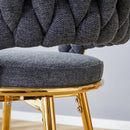 Four-piece rotating swivel chair, black cotton and linen soft seat surface, golden metal legs, rust-proof and wear-resistant, suitable for high tables in restaurants/bars