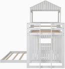 White Twin Over Full Low Profile Playhouse Bunk Bed
