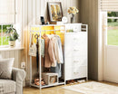 43Inch White Dresser With Hanging Rack AmbientLEDLighting