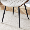 Extended Seat Cushion PU Dining Chair Set - Four Pieces.Smooth line design,Integral metal leg structure,Can integrate well into various modern home decoration styles.Gray and Brown Splicing Colors.