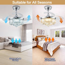 30 Inch Crystal Chandelier Ceiling Fan With Retractable Blades