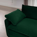 Modern Fabric Living Room Sofa with 4 Pillows, Upholstered Large Deep Seating Loveseat, Green Corduroy