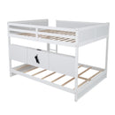 Queen Over Queen Bunk Bed with Built-in Storage Cabinets,Charging Station,Ladder,Safety Guardrails,Solid Pine Wood Bunk Bed,White