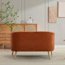 50.78'W Modern Loveseat Couch Sofa with Corduroy Upholstery, Wooden Legs, 2-Seat for Small Spaces Office Studio Apartment Bedroom, Orange
