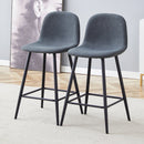 Dark Gray Linen Fabric Bar Chair Set - Two Pieces, Rounded Backrest, Metal Legs, Multiple Colors