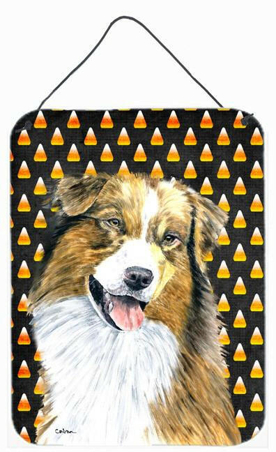 Australian Shepherd Candy Corn Halloween Portrait Wall or Door Hanging Prints