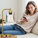Industrial Touch Table Lamps Set Of 2 With USB Ports And AC Outlet Brass