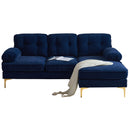 Modern Velvet L Shaped Sectional Sofa for Living Room and Bedroom, Blue, 82.6 Inch