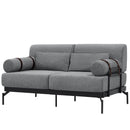 Modern Loveseat Sofa 59' Sofa Couch 2-Seater with USB Ports, Unique Cylindrical Armrests, Grey Chenille