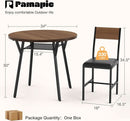 Round Dining Table Set For Four Walnut Wood Finish Metal