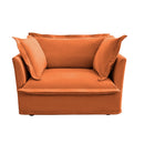 Slip-covered Armchair with 1 Big Back Cushion and 2 Big Toss Pillows, Single Deep Seat Comfy Single Couch Sofa Multiple Large Soft Pillows, Chenille Fabric, Orange