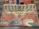 Rare Chinese Ningxia Pillar Rug 3x8, Late Qing Dynasty, 5 Clawed Dragon, Cloud Rainbow Border, Collectible Antique Carpet, Wool Hand Knotted