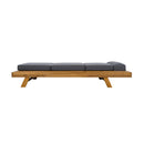 LOUNGE CHAISE SET WITH HEADREST,SPACE AVAILABLE ON ONE SIDE, ACACIA WOOD WITH WATER-RESISTANT LOUNGE CUSHIONS (DARK GREY & 3-FOLD & 4 inch) - MATCHING CREAM/BEIGE VERSION AVAILABLE