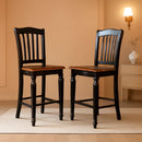 Chelsea Counter Height Bar Stools Set of 2 Slat Back Black Cherry