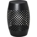 12.5" Steel Patio End Table, Round Hollow Drum Side Table, Accent Table for Indoor and Outdoor, Black