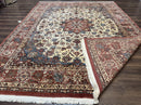 Persian Rug 8x10, Sino Persian Floral Medallion Carpet, Traditional Wool Area Rug, Cream and Brick Red, Fine 210 KPSI