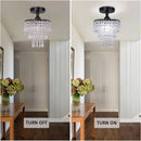 Small Black Crystal Chandelier Flush Mount With Raindrops