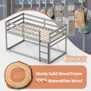 Grey Low Bunk Bed Twin Over Twin With Ladder For Kids Room