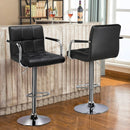 Bar Stools Set Of 2 Adjustable PU Leather Black Swivel
