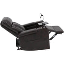 Premium Power Recliner with Storage Arms, Cupholders, Swivel Tray Table and Cell Phone Stand, Brown PU Leather, 35'' x 29.9'' x 41.2''