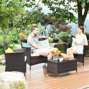 4-Piece Outdoor Rattan Conversation Set with Cushions