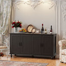 Black 62 Inch Coffee Bar Cabinet Four Doors Storage