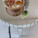 Dazzling Sliver Round Coffee Table with Starburst Mirror Mosaic Design, Glass Top for Living Room, Luxury Sofa Center Table, Modern Home Decor (31.5'' W * 31.5'' D * 18''H)