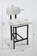 Bar Stools Set of 2, 26 inch Modern Upholstered Fabric Counter Height Barstools, Kitchen Island Chairs with Black Metal Legs for Dining Room/Kitchen Island/Bar