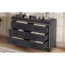 Elegant Dresser with Metal Handle and Sparkling Shiny Decoration, Storage Cabinet with 6 Drawers for Bedroom, Living Room, Black
