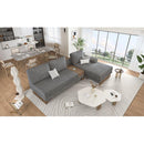114" L-shaped Sofa Sectional Sofa with Two USB Ports and Two Power Sockets, a Storage Drawer and a Reversible Chaise Lounge for Living Room, Grey
