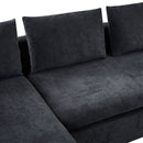Modern L-Shaped Sectional Sofa with Chenille Upholstery and Wooden Storage, Black