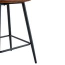 Brown Techno-Fabric Bar Chair Set - Two Pieces, Rounded Backrest, Black Metal Legs, Multiple Colors