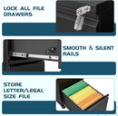 Three Drawer File Cabinet On Wheels With Lock Black Metal