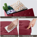Ottoman Storage Bench 30x15x15 Inches Burgundy Leather