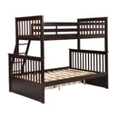 Espresso Wooden Twin Over Full Bunk Bed with Storage Drawers, Ladder, and Safety Guard Rails