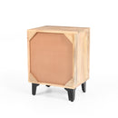 Solid Wood Vintage Nightstand with Handcrafted Detailing in Natural Finish