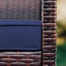 Wicker Outdoor Patio Set 3 Piece Bistro Brown Navy