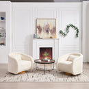 Swivel Accent Chair, 360-degree Swivel Barrel Chair with Teddy Upholstery, Comfy Pumpkin-Shaped Swivel Chair for Living Room, Bedroom, or Office
