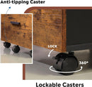 3 Drawer Lockable Rolling File Cabinet In Rustic Brown Fits Letter And A4 Size For Home Office