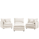 Contemporary Modular Sectional Sofa L-Shaped Couch Set with Movable Ottoman Chenille Beige 105 Inch