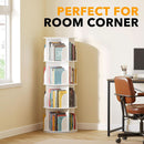 4 Tier Rotating Bookshelf Tower White Spinning Bookcase