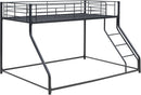 Heavy Duty Twin Over Queen Metal Bunk Bed In Black