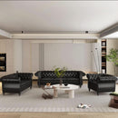 3 Piece Living Room Sectional Sofa Set Black Modern