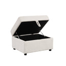 Beige Chenille Sectional Sofa Convertible Pull-out Bed with Storage Ottoman & USB Ports, 109.1'